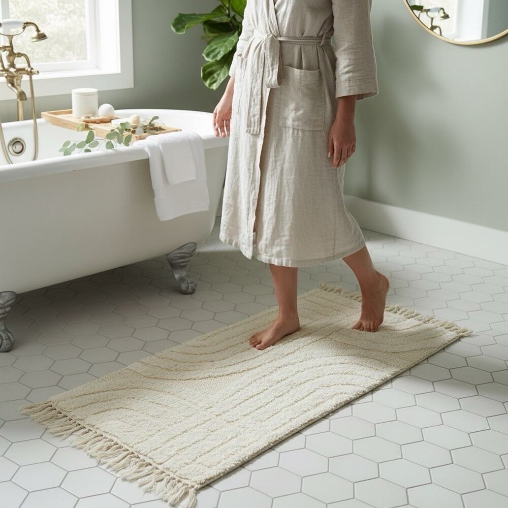 The‎ Farmhouse Rachel Ashwell Boho Geometric Bath Rug 24x46 USA Handmade